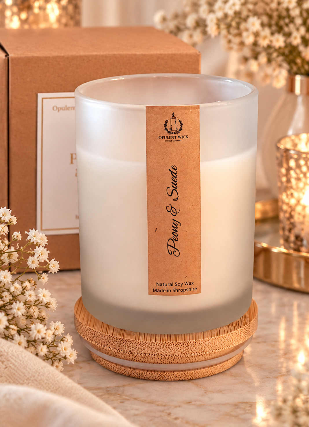 Peony & Suede soy candle